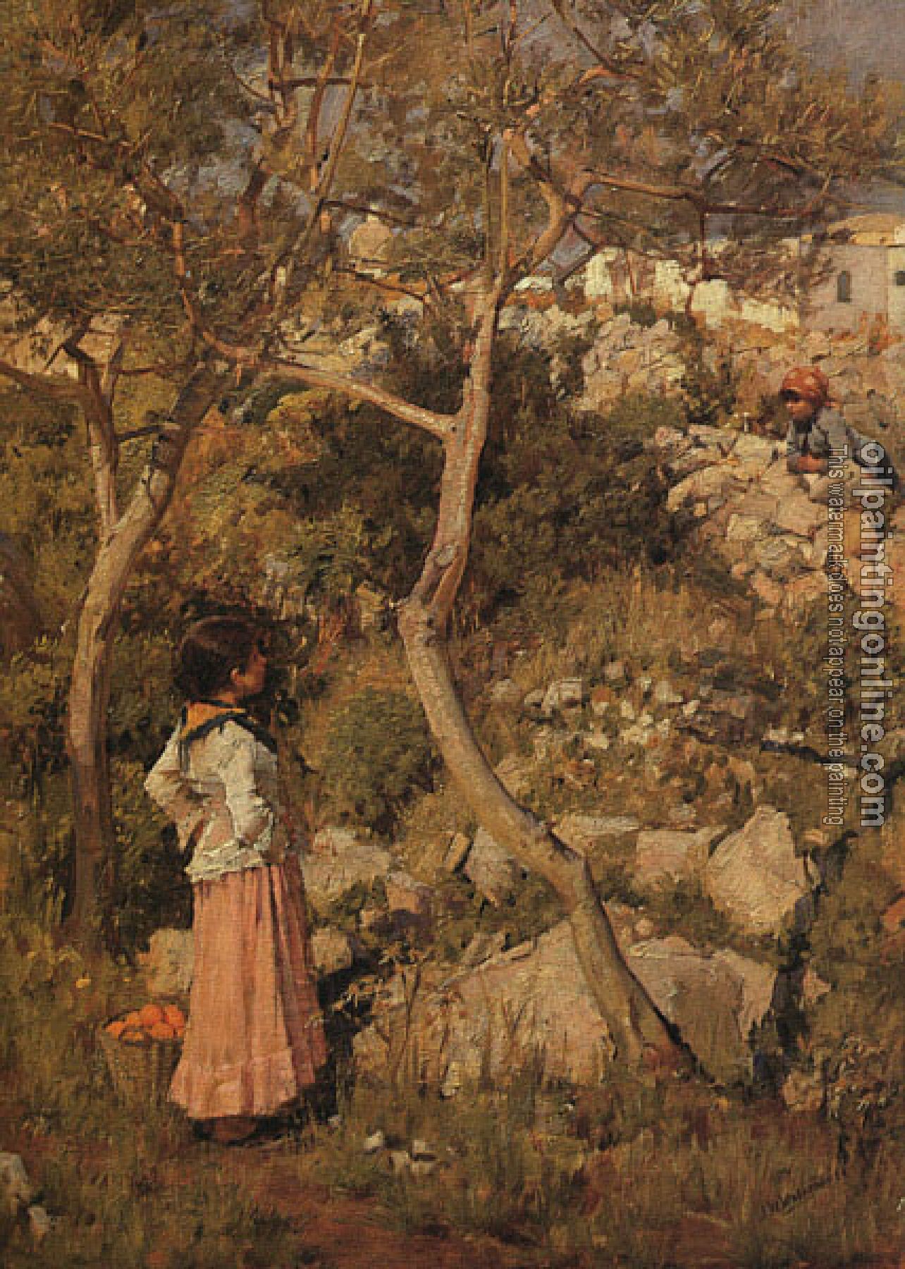 Waterhouse, John William - Two Little Italian Girls by a Village